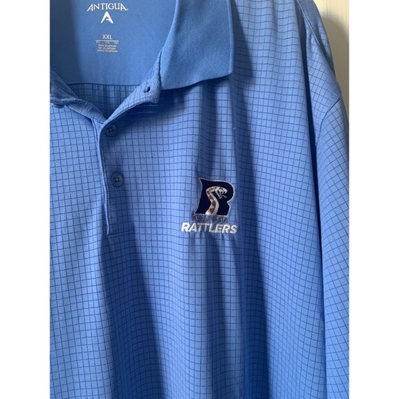 Antigua Rattlers Light Blue Polo Shirt XXL Mens Short Sleeve Golf Collared Shirt - Picture 2 of 5